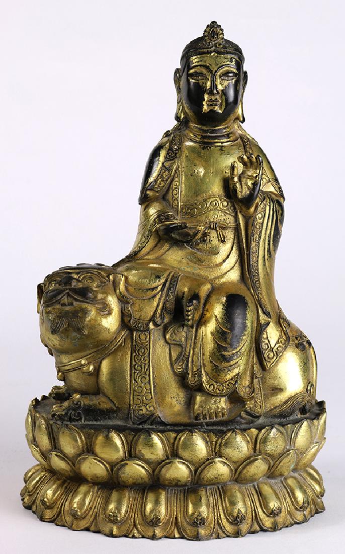 Chinese Gilt Bronze Manjushri (1 of 5)