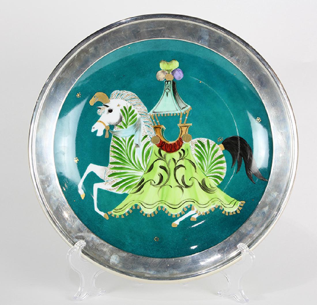 Mid Century sterling mounted porcelain dish (1 of 2)