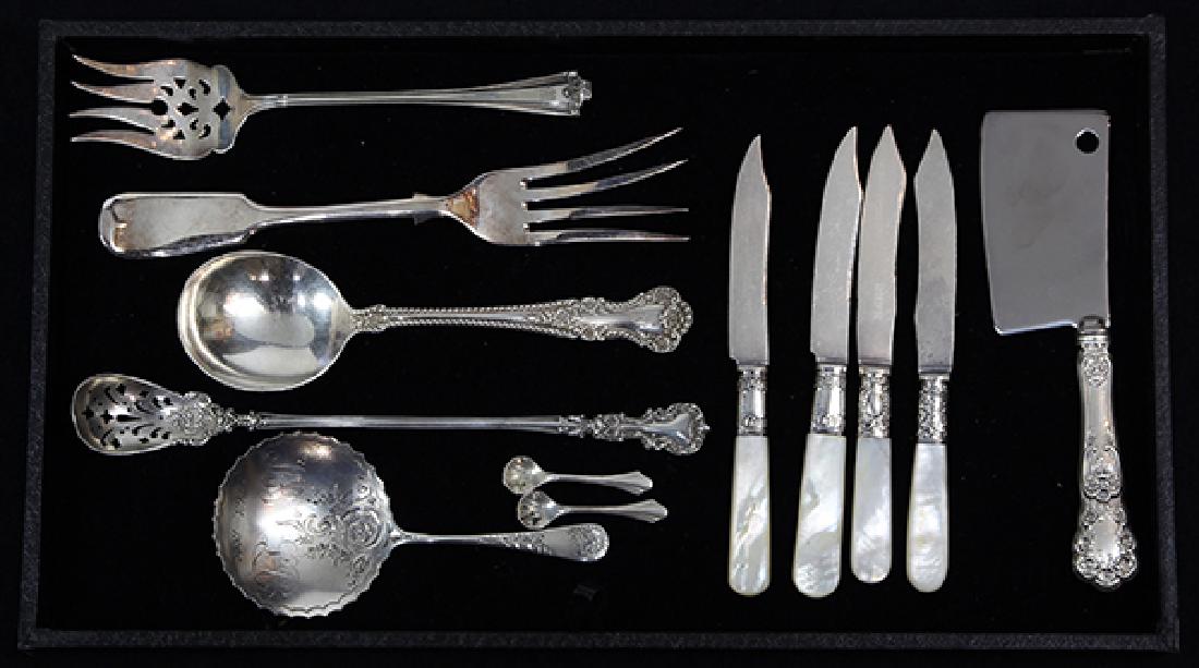 (lot of 12) Sterling and silverplate utensil group, (1 of 2)