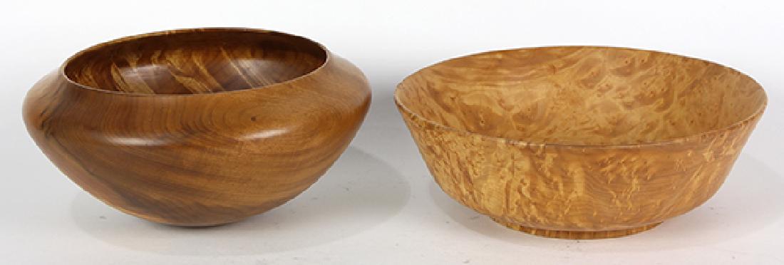 (lot of 2) Wood turned bowls, each signed Bruce (1 of 4)