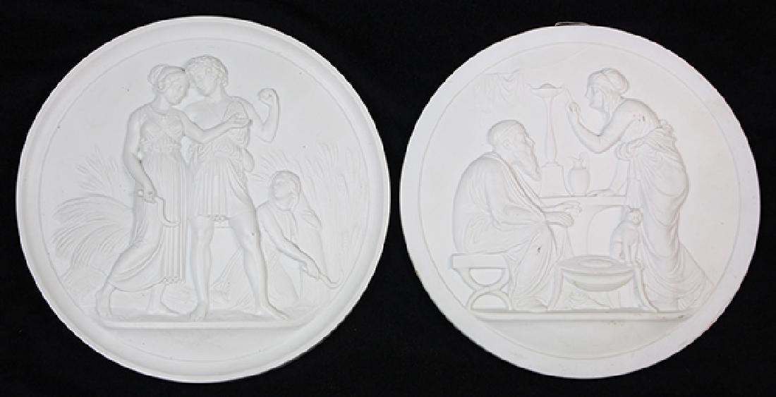 (lot of 2) Pair of bisque porcelain plaques (1 of 3)