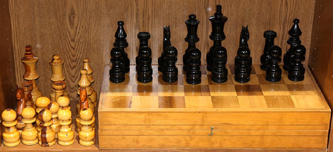 Turned wood oversized chess set, 20th Century, the (1 of 1)