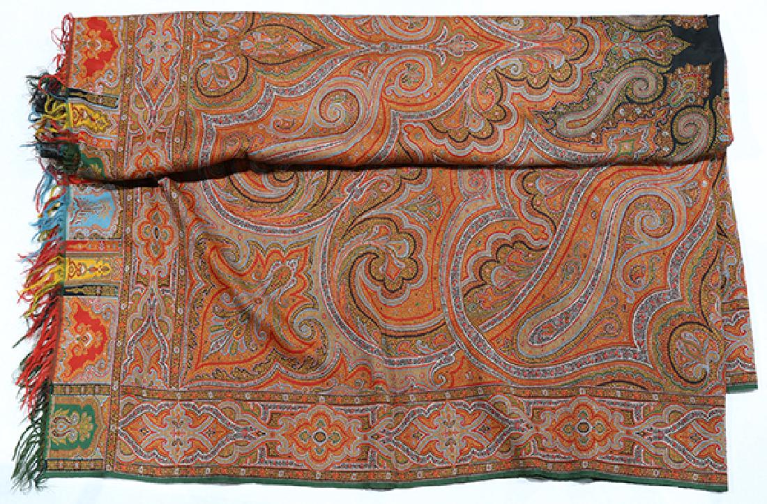 Antique paisley shawl, the rust orange ground accented (1 of 2)