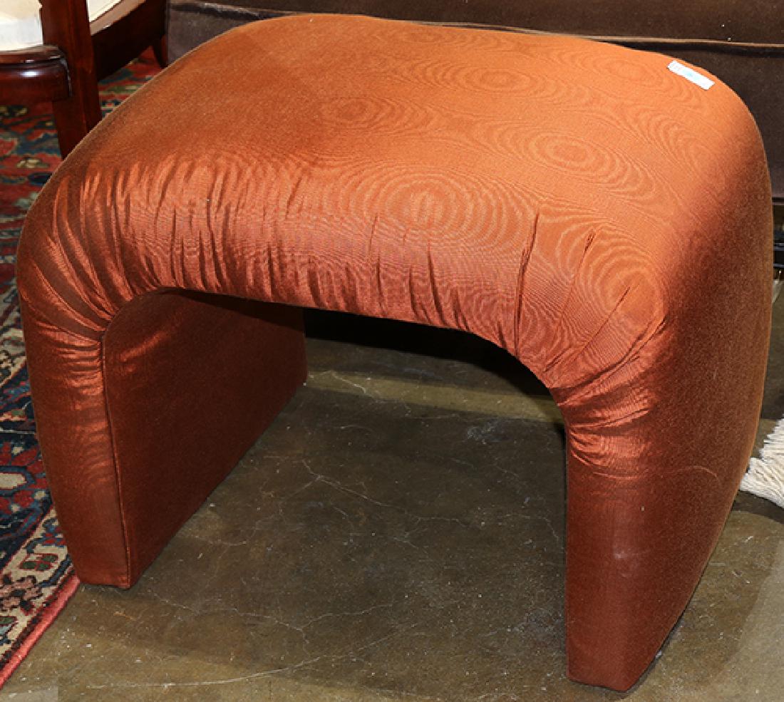 Pair of orange upholstered benches, 28"h x 24"w x 18"d (1 of 1)