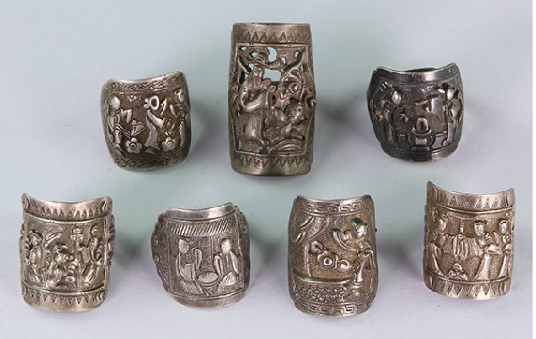 (Lot of 7) Chinese silver rings (1 of 2)