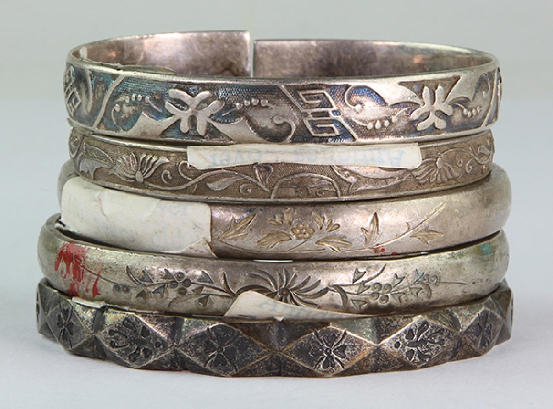 (Lot of 5) Chinese silver bracelets (1 of 3)