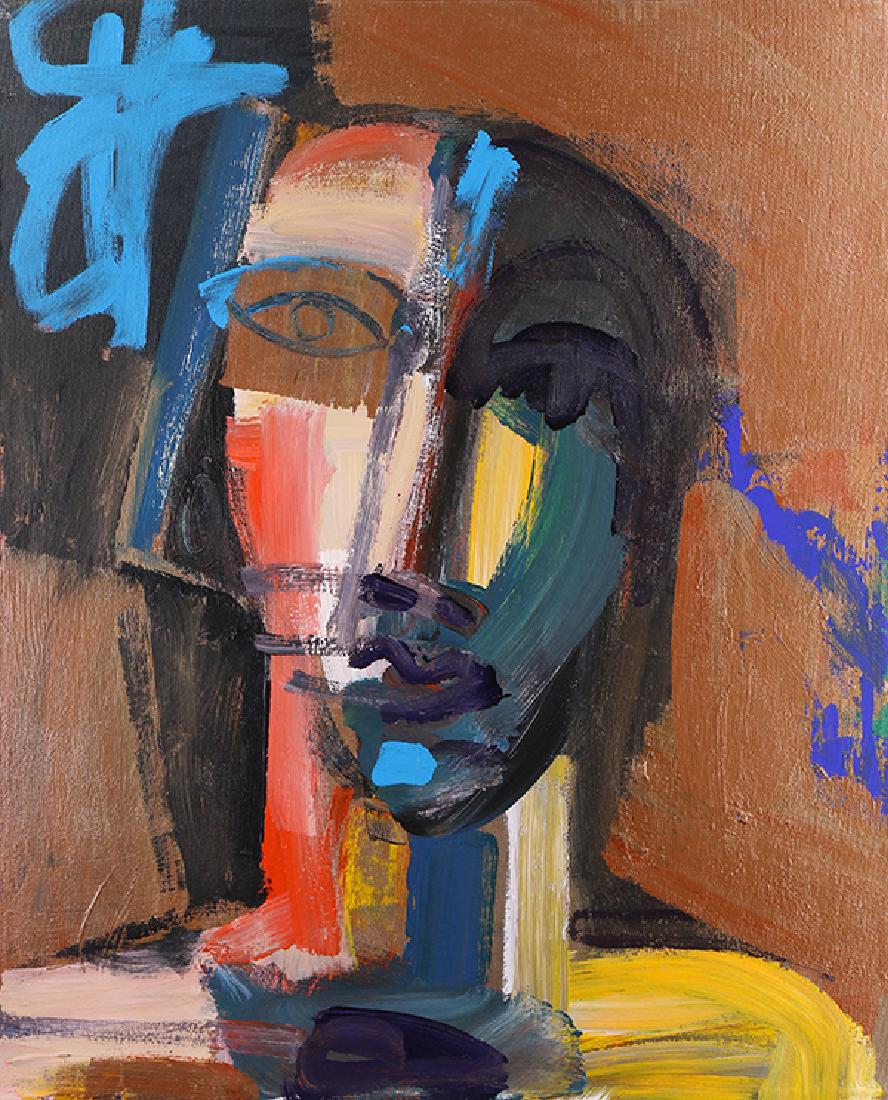 Painting, Cubist Portrait: Cubist Portrait, oil on canvas, unsigned, 20th century, canvas (unframed): 24'h x 20"w