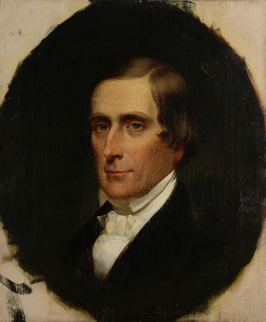 Paintings, Follower of Thomas Sully: (lot of 2) Follower of Thomas Sully (American, 1783-1872), Portraits of a Lady and a Gentleman, oil on canvas, unsigned, canvases (both unframed): 20.25"h x 16.75"w