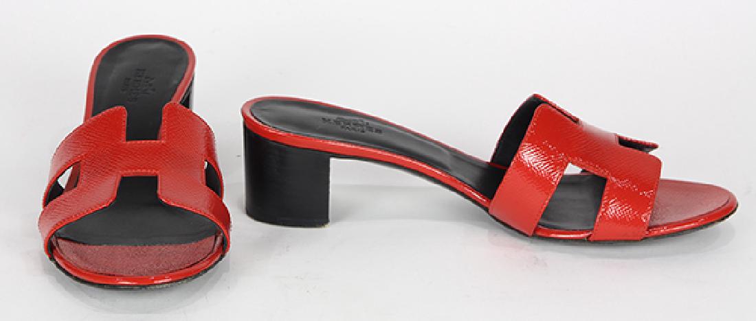 Pair of Hermes "Oran" Red sandals (1 of 6)