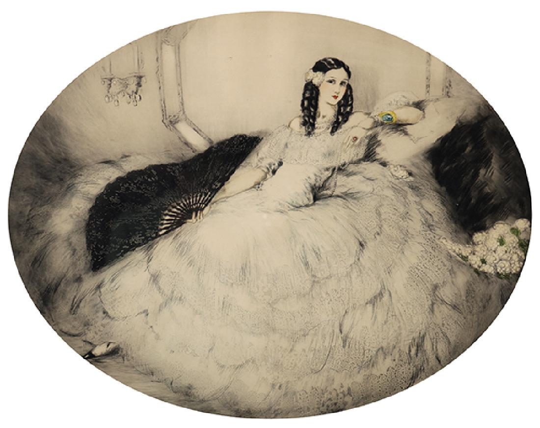 Print, Louis Icart, Black Fan (1 of 4)