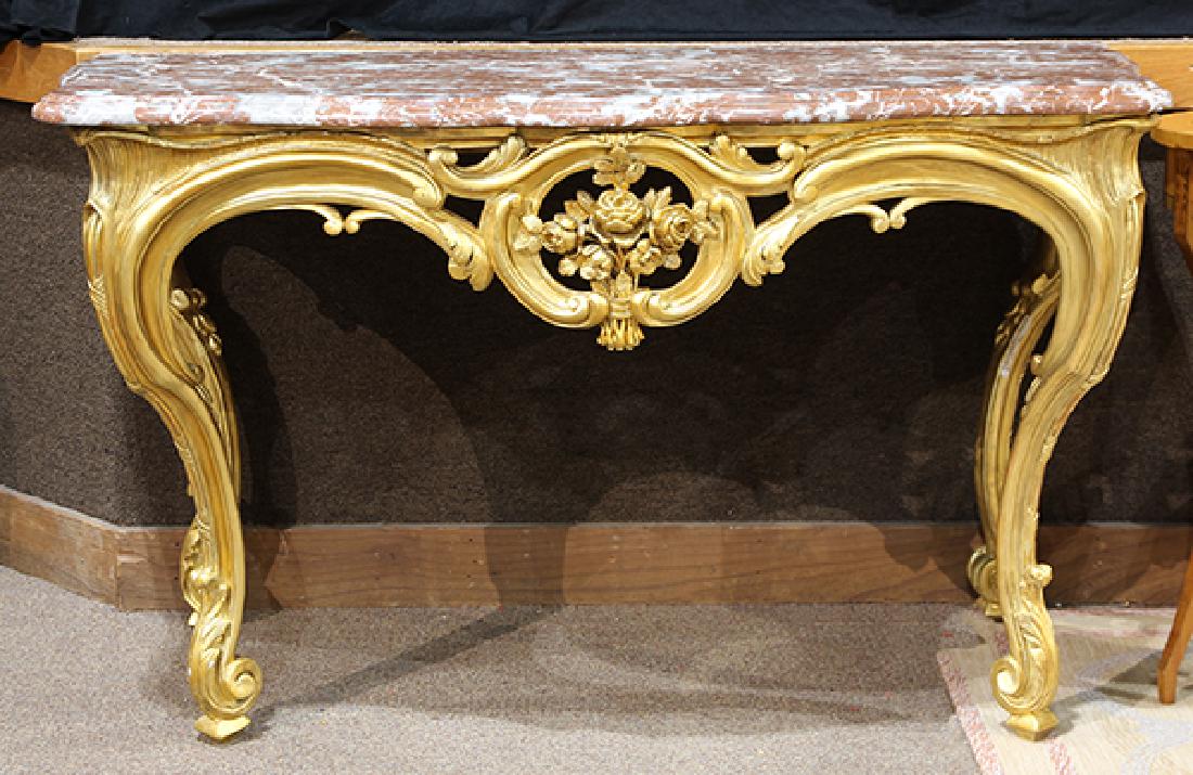 Italian Rococo style gilt wood console table (1 of 5)