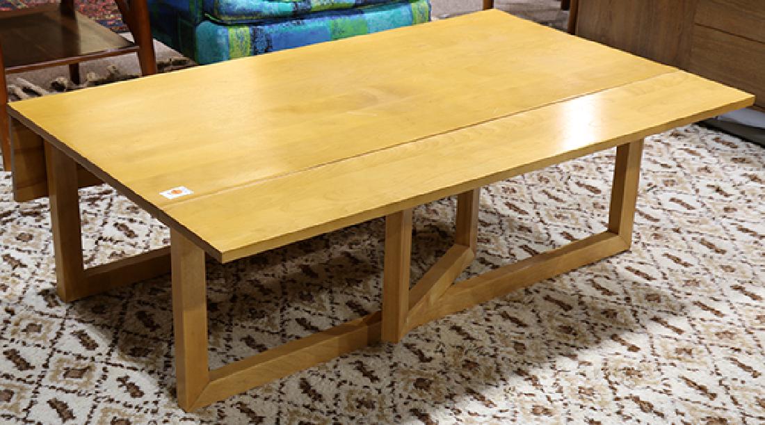 Russel Wright for Conant Ball maple drop leaf table: Russel Wright for Conant Ball maple drop leaf table, having a rectangular top above square legs, 16"h x 48"w x 22"d (closed)