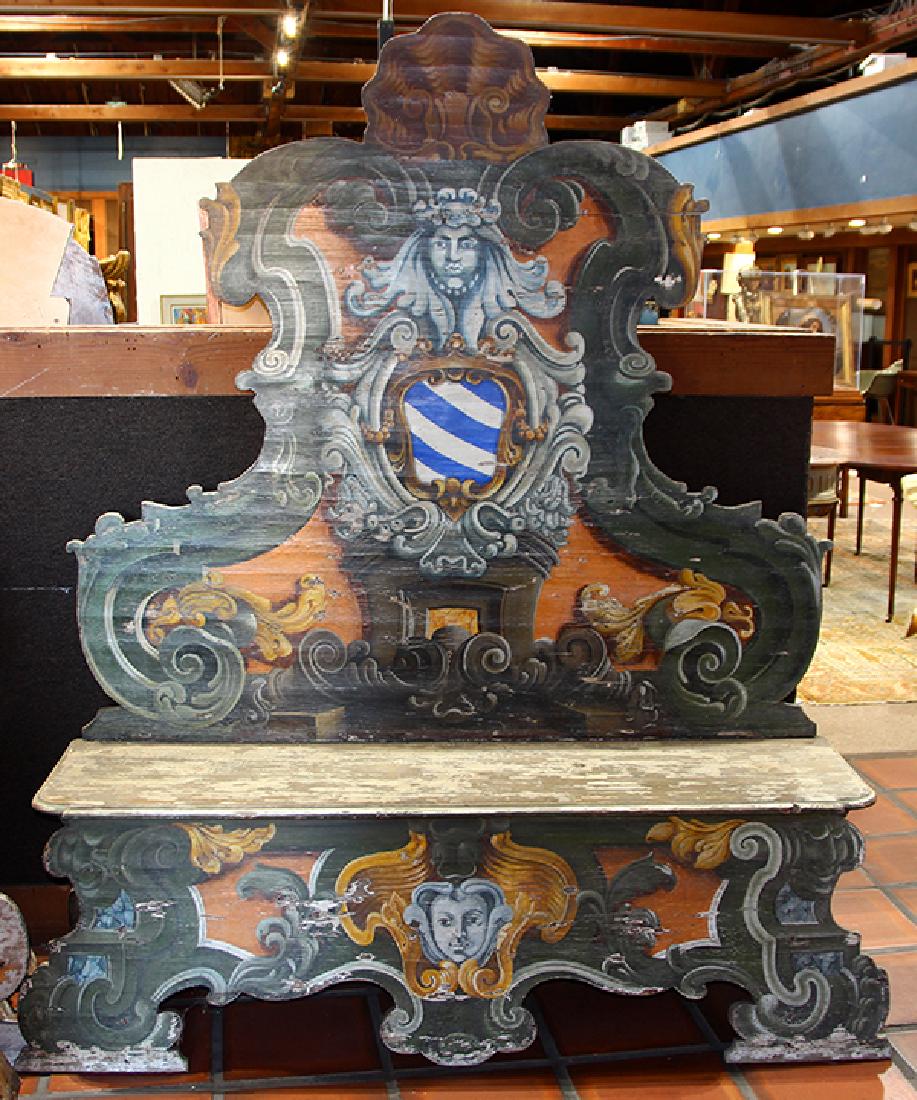 Continental polychrome decorated hall bench first half (1 of 3)