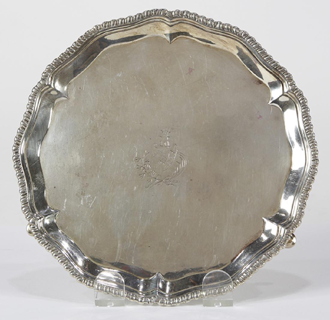 English George III sterling silver salver, London 1769, (1 of 3)