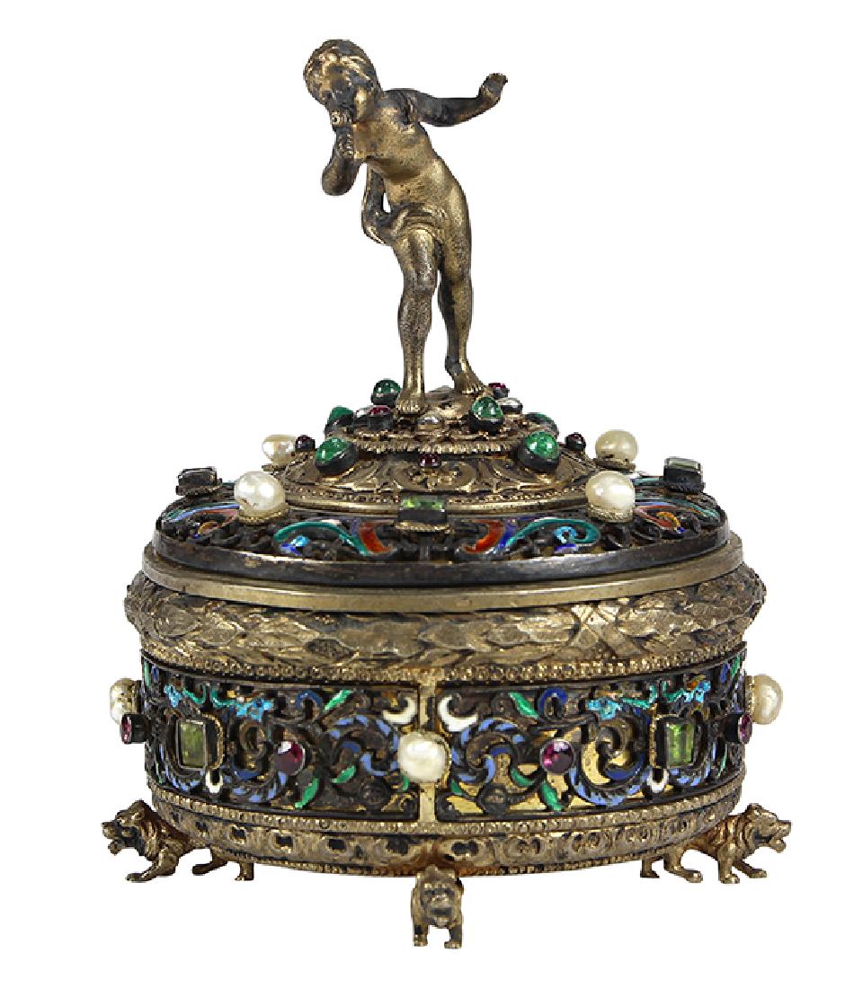 Austrian sterling silver and gilt wash lidded trinket (1 of 9)