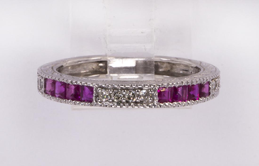 Ruby, diamond and 14k white gold ring (1 of 4)