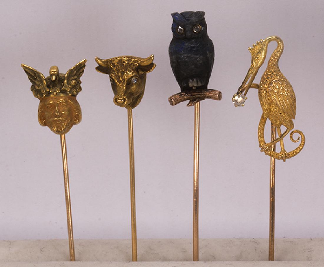 (Lot of 4) Diamond, labradorite and yellow gold (1 of 3)