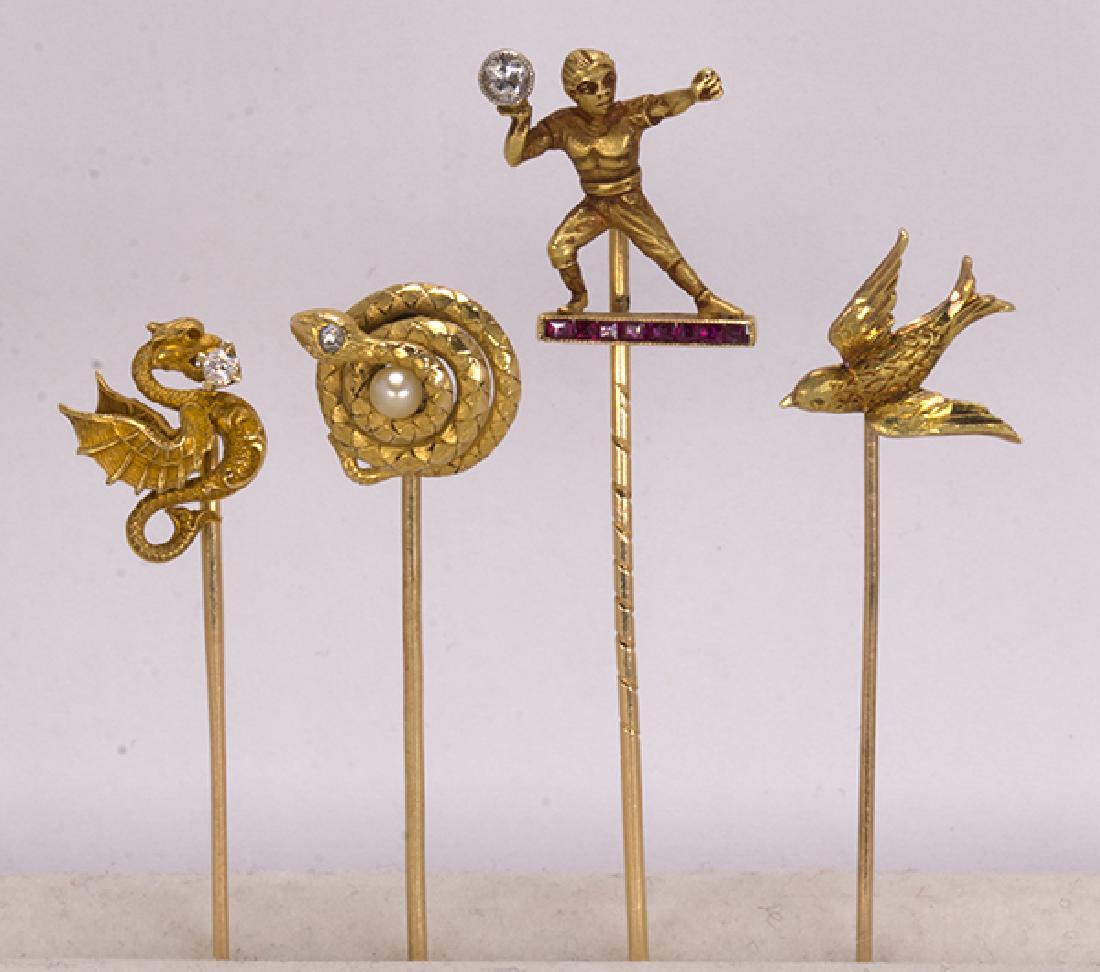 (Lot of 4) Diamond, ruby, pearl and yellow gold (1 of 3)