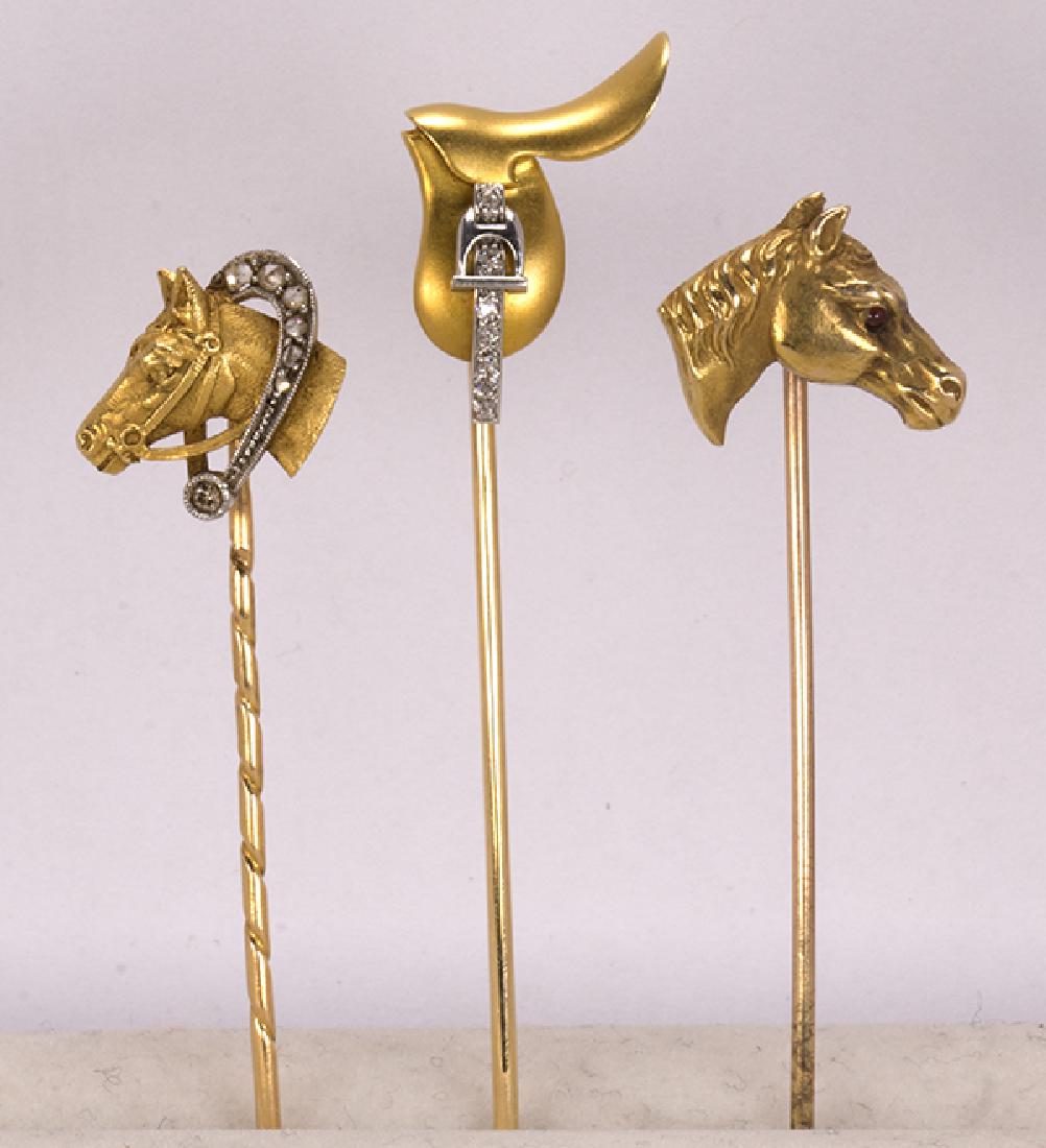 (Lot of 3) Diamond, garnet, platinum and yellow gold (1 of 3)