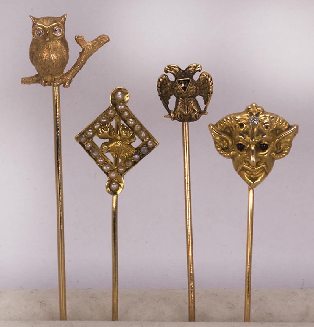 (Lot of 4) Diamond, seed pearl, garnet and 14k yellow (1 of 3)