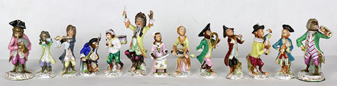 (lot of 13) Continental porcelain Monkey Band, after (1 of 5)