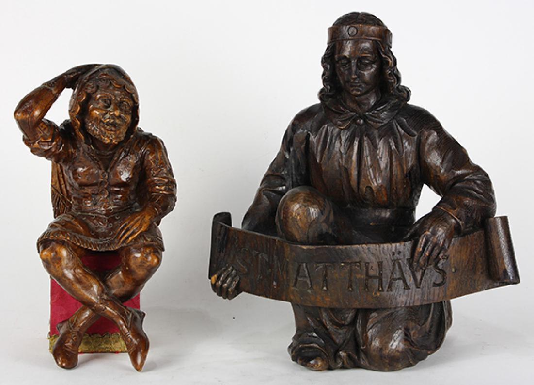 (lot of 2) Continental, possibly Black Forest, carved (1 of 4)