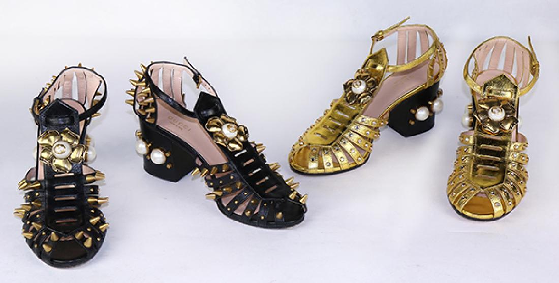 (lot of 4) Two pairs of Gucci studded block-heel sandal (1 of 6)