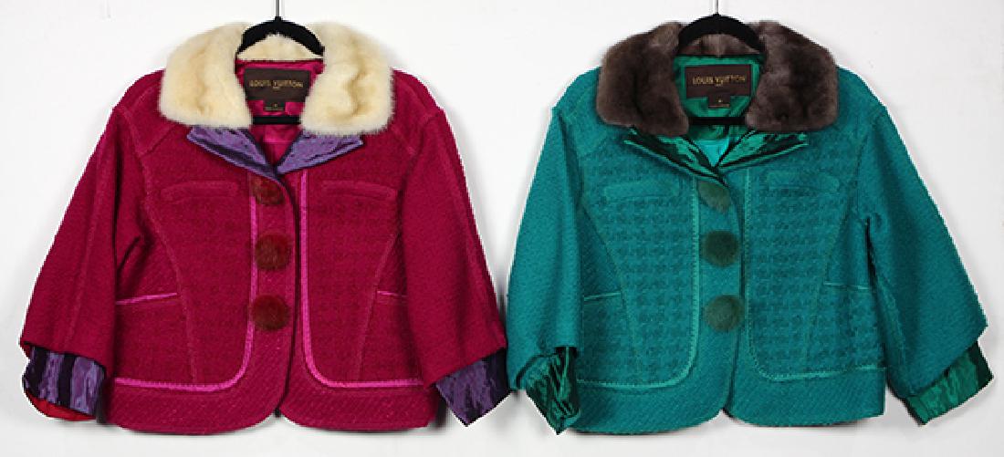 (lot of 2) Louis Vuitton fur collar blazers, in emerald (1 of 2)