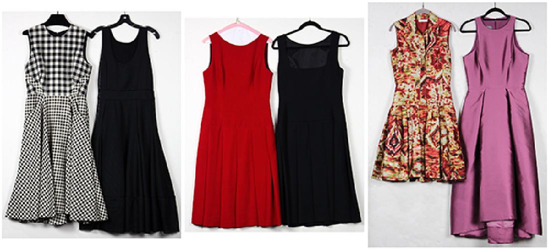 (lot of 6) Formal fashion dresses, designers include: (lot of 6) Formal fashion dresses, designers include Oscar de la Renta, Monique Lhuillier, Black Halo, Lela Rose, and Maje