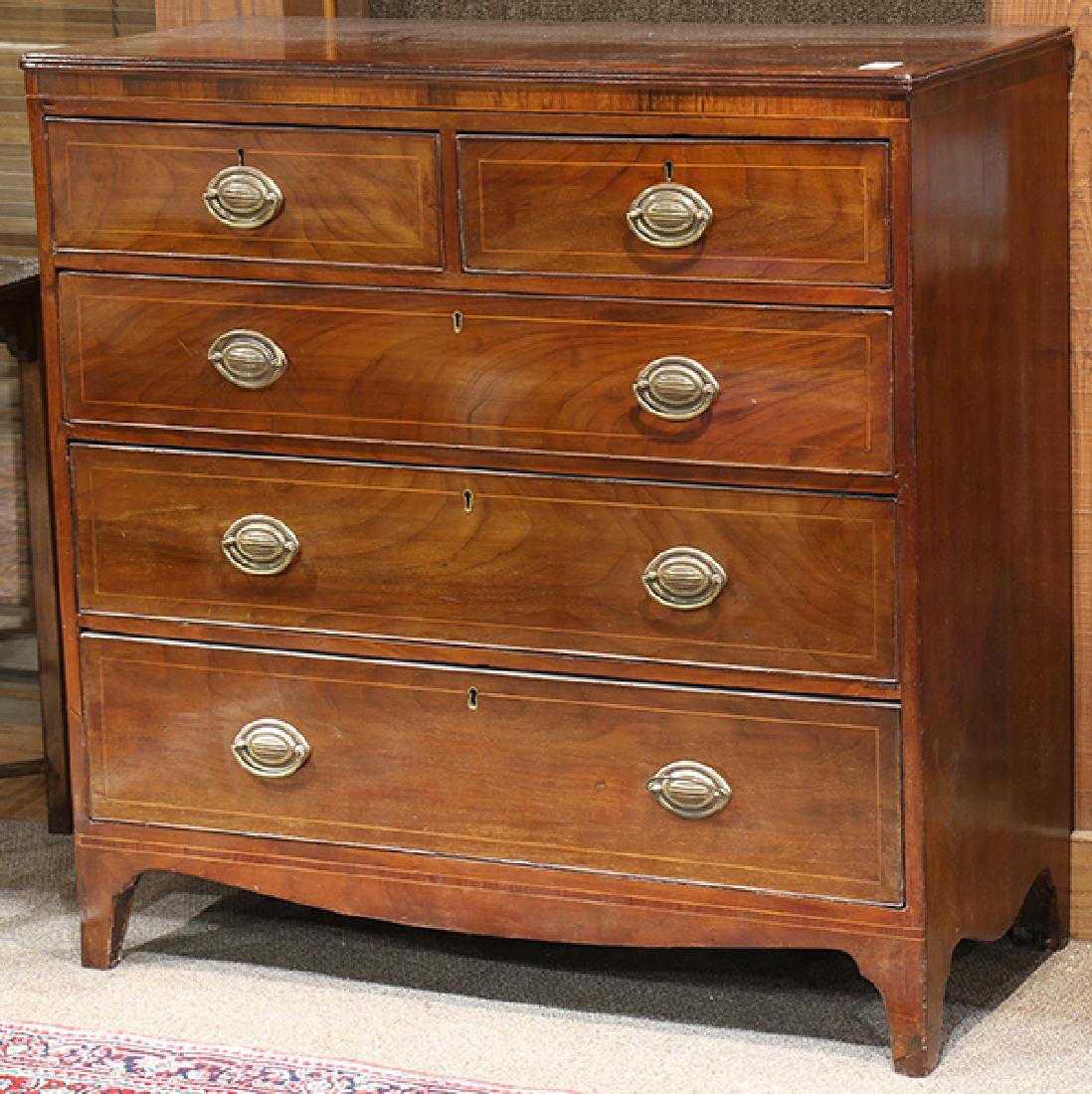 American Federal inlaid mahogany chest circa 1860, (1 of 2)