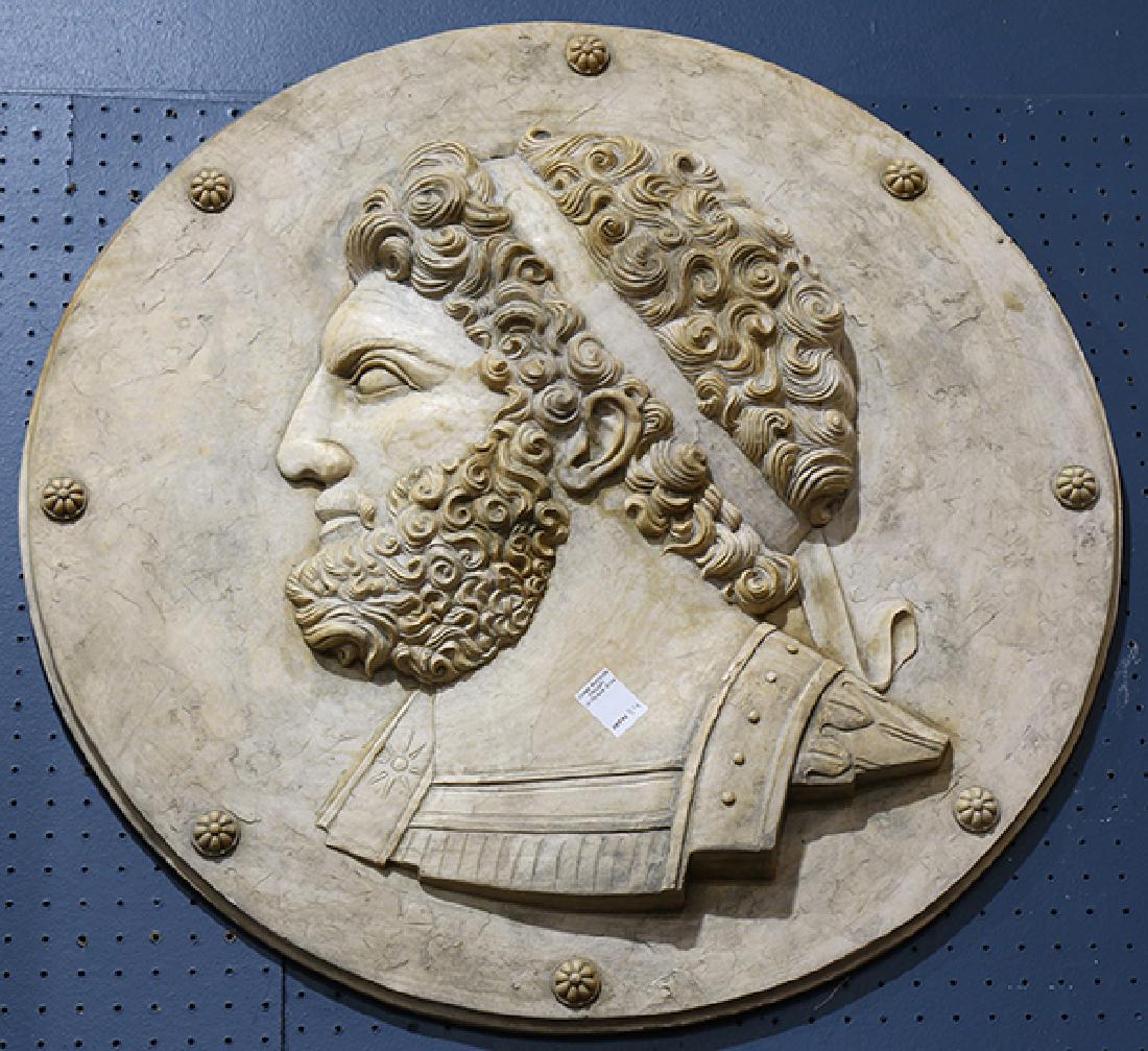 Cast stone plaque depicting a male bust (1 of 1)