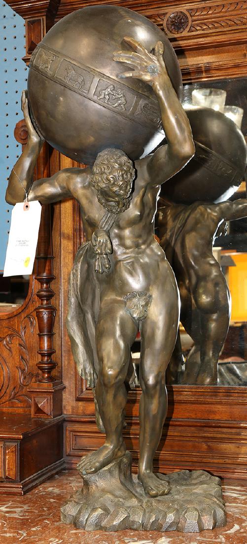 Classical style bronze figural sculpture of Atlas, (1 of 1)