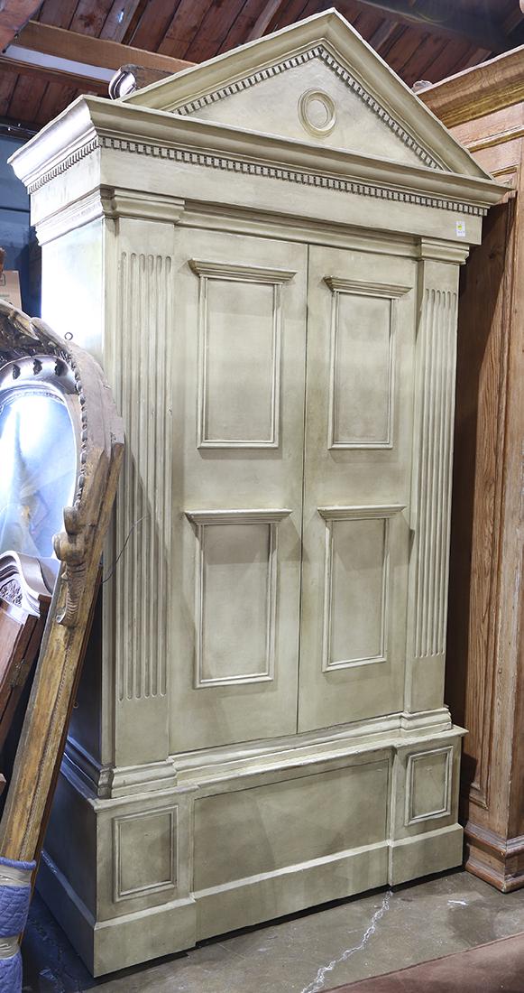 Neoclassical style white painted linen press, having a (1 of 1)