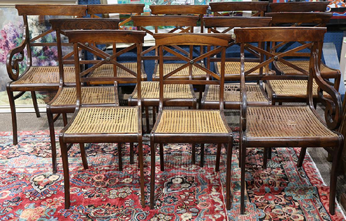 (lot of 12) Regency rosewood dining chairs, consisting (1 of 3)