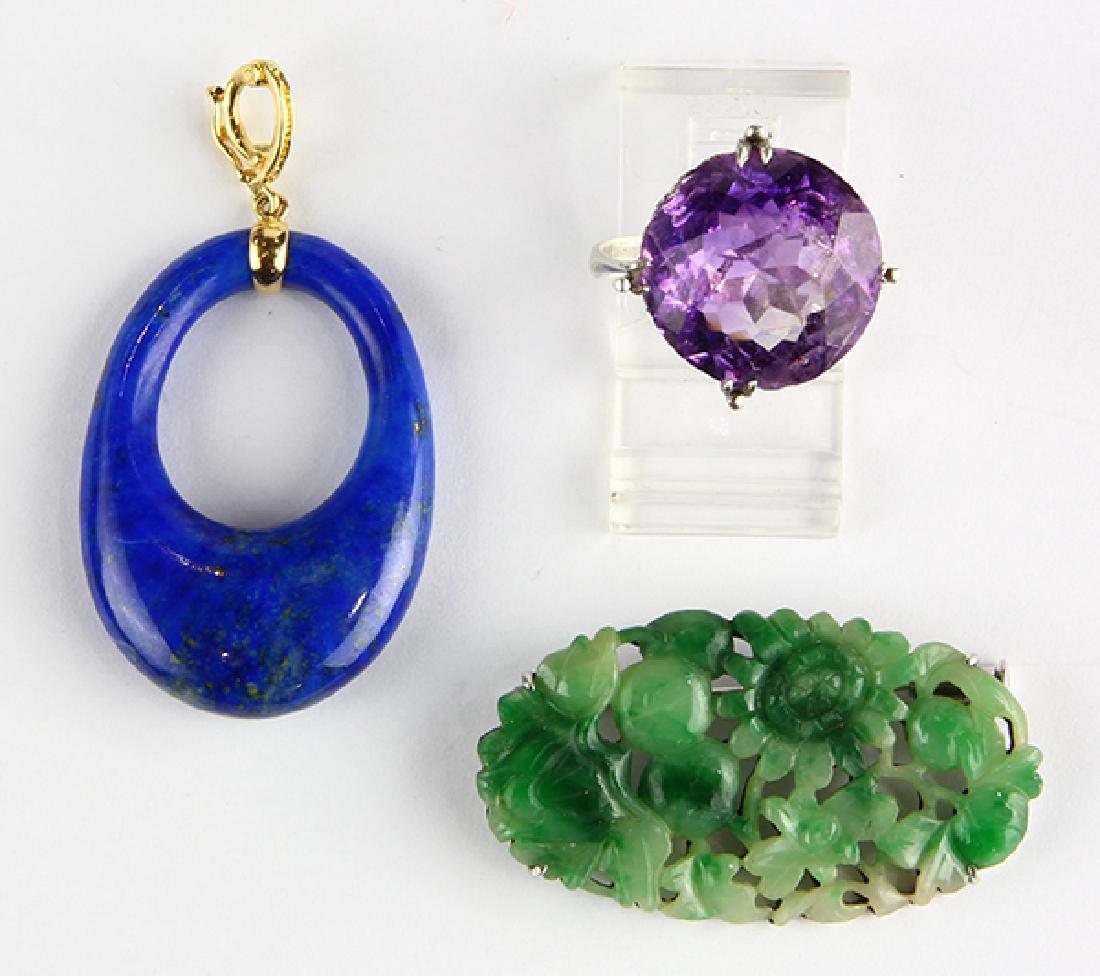 (Lot of 3) Multi-stone, 14k yellow gold and silver (1 of 2)