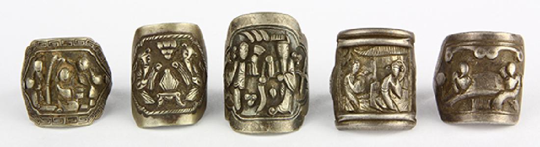 (Lot of 5) Chinese silver rings (1 of 3)