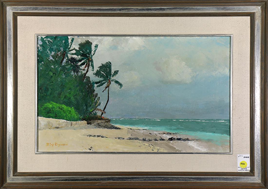 Painting, Peter Hayward: Peter Hayward (American, 1905 - 1993), Beach Before the Storm, oil on canvas, signed lower left, overall (with frame): 19.5"h x 27.25"w
