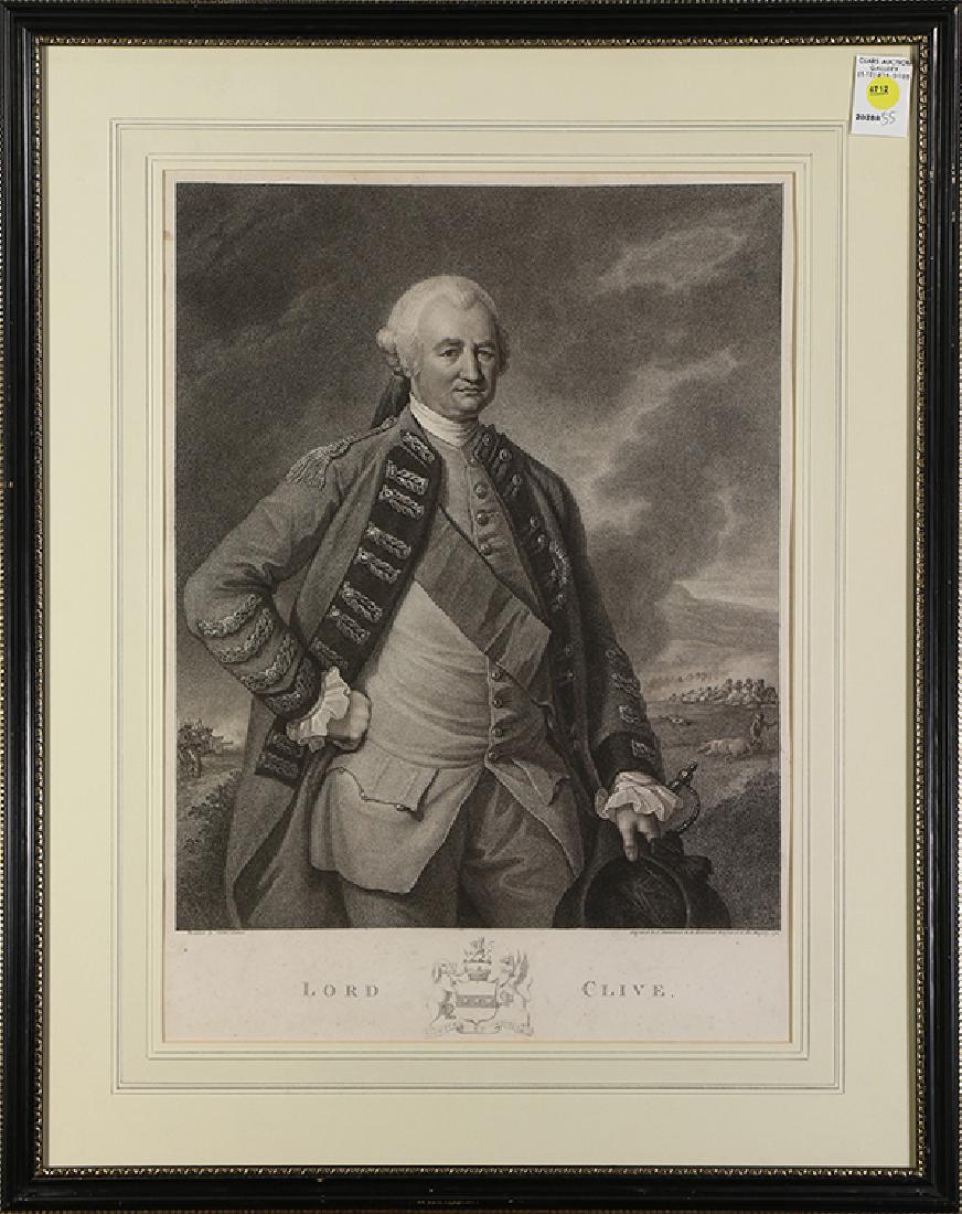 Print, Francesco Bartolozzi: Francesco Bartolozzi RA (Italian 1727 – 1815), "Lord Clive," mezzotint, overall (with frame): 27.5"h x 22"w