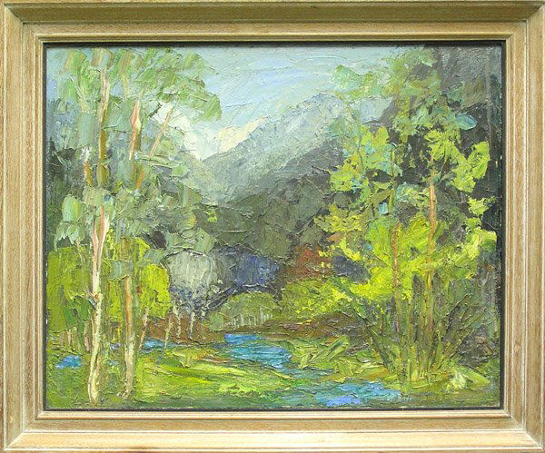 Painting River Landscape Stone: Framed oil on canvas, River Landscape, signed Louis K. Stone lower right, overall: 30''H x 35.5''W