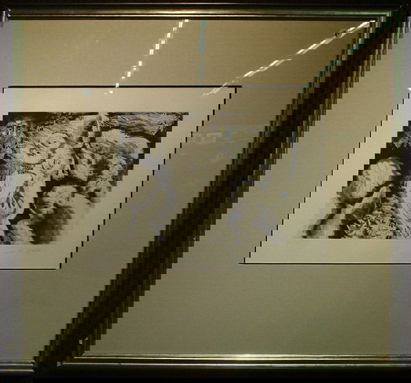 Andre Masson, lithograph: Framed aquatint and drypoint, Surrealistic Figures, by Andre Masson (French 1886-1987), #43/50, signed lower right, plate: 11.25"H x 15.25"W, framed: 31.5"H x 33.5"W x .75"D