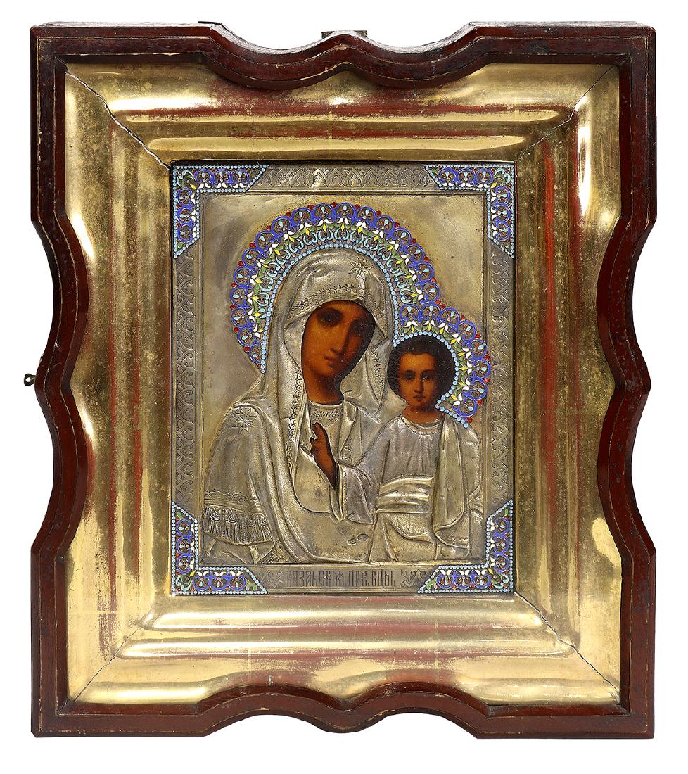 Russian icon, depicting Madonna and Child, having a (1 of 5)