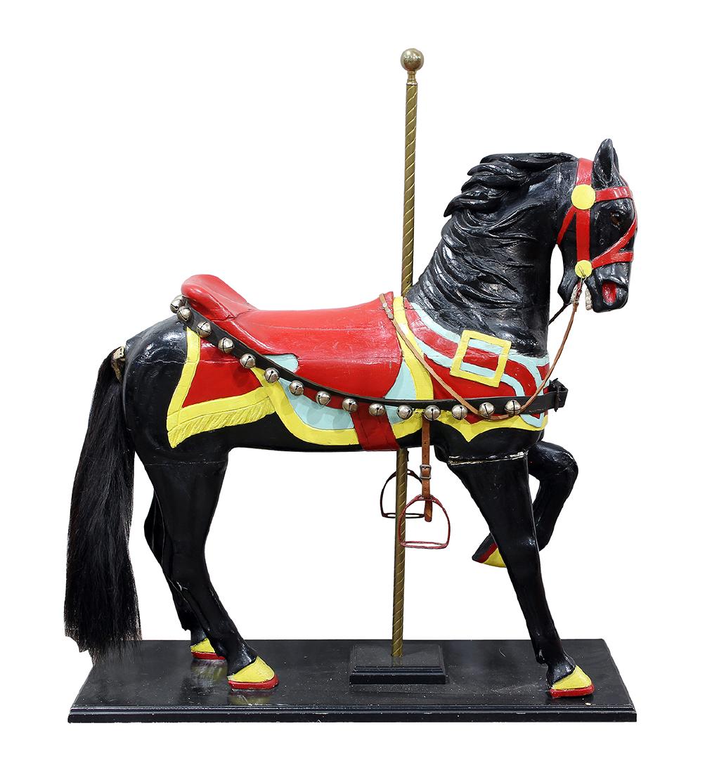 Wood carved polychrome decorated carousel horse (1 of 4)