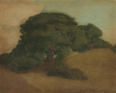 Painting, Francis John McComas: Francis John McComas (American, 1875-1938), The Lone Oak, 1902, watercolor, signed and dated lower right, sight: 8.25"h x 10.25"w, overall (with frame): 18"h x 20.5"w