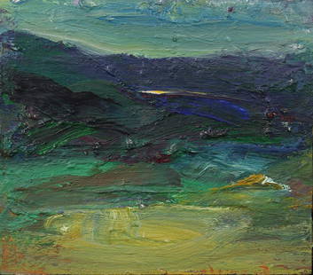 Painting, Terry St. John: Terry St. John (American, b. 1934), "Vista, Mt. Diablo," 1996, oil on canvas board, unsigned, gallery label (Contemporary Realist Gallery, San Francisco, CA) affixed verso, board: 7.25"h x 8.25"w, ove