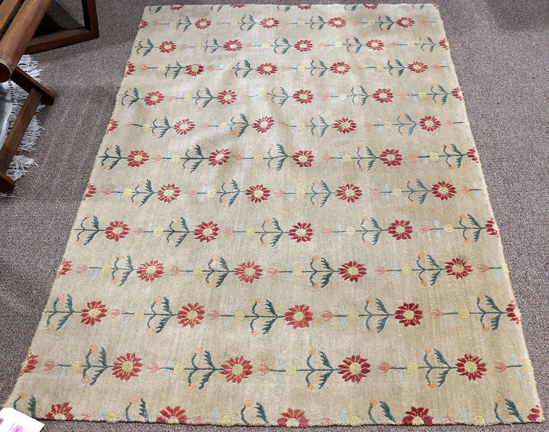 Tibetan floral pattern handmade carpet, 3'5" x 6'5" (1 of 3)