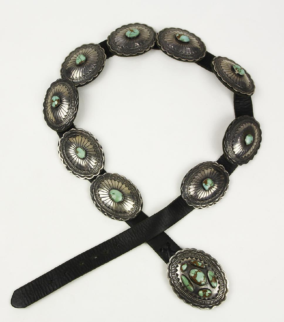 Geraldine Yazzie turquoise, silver and metal belt