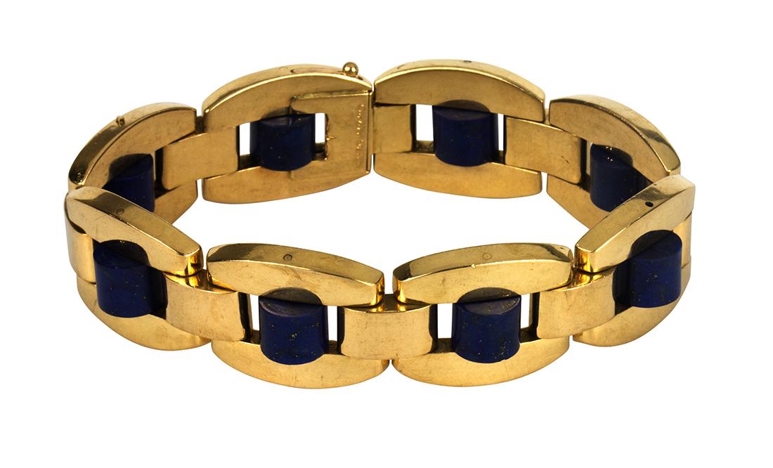 Cartier lapis lazuli and 18k yellow gold bracelet, (1 of 3)