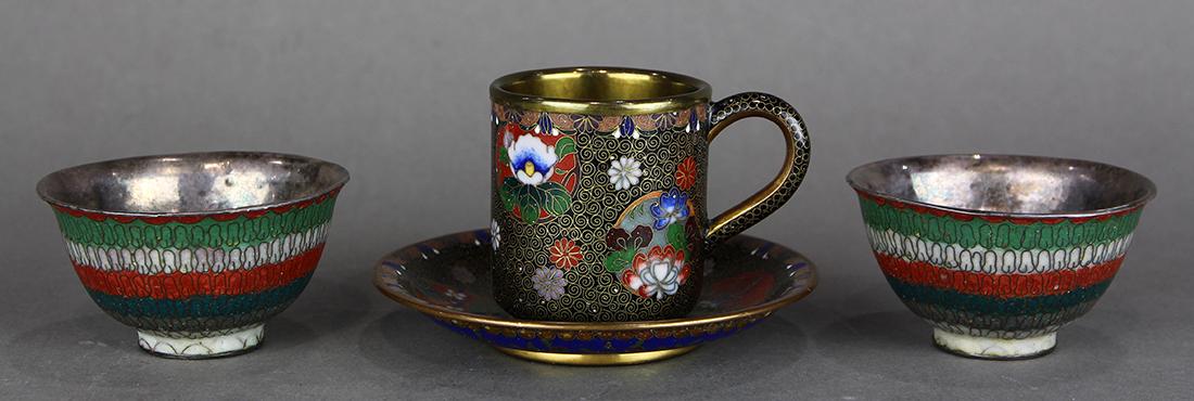 Japanese Cloisonne Cups/Saucer, 19c (1 of 6)