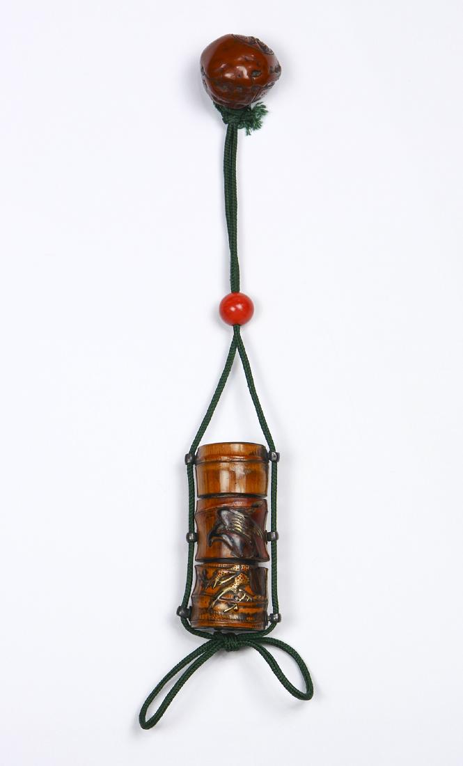 Japanese Bamboo Inro, Daruma Netsuke (1 of 3)