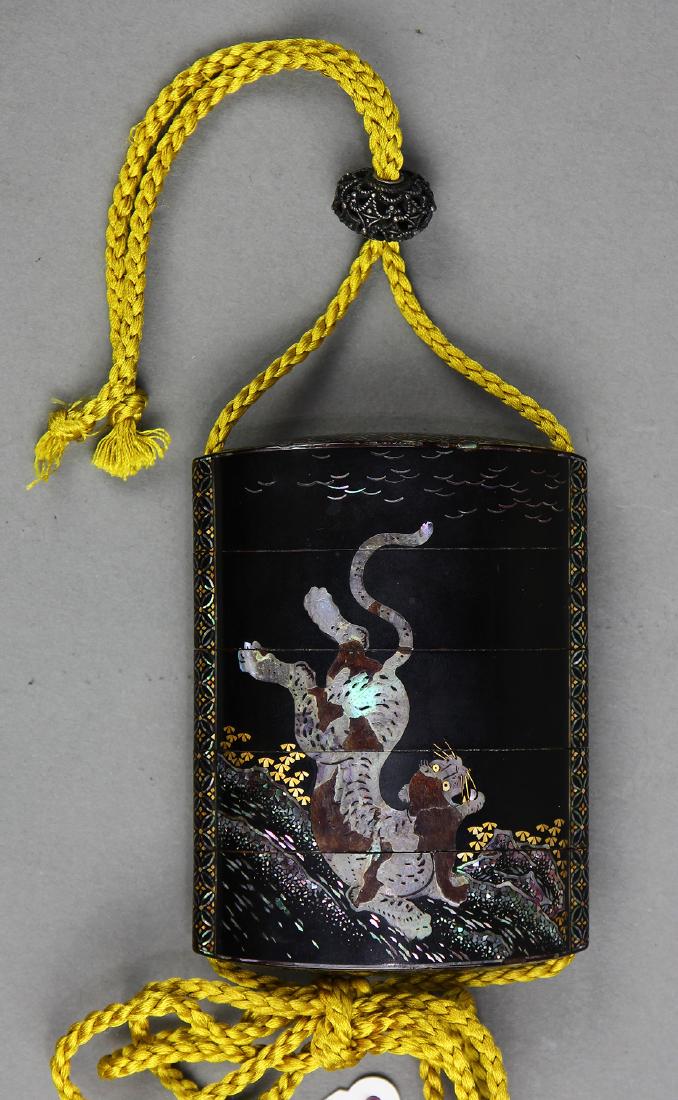 Japanese Black Lacquered Somada School Inro, 19c (1 of 2)